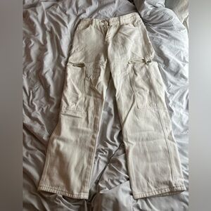 White Canvas Cargo Pants